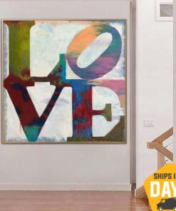 Abstract Colorful Painting on Canvas Romantic Wall Art Love Artwork Original Oil Painting Heavy Textured Art for Indie Room Decor | FALL IN LOVE 46"x46"