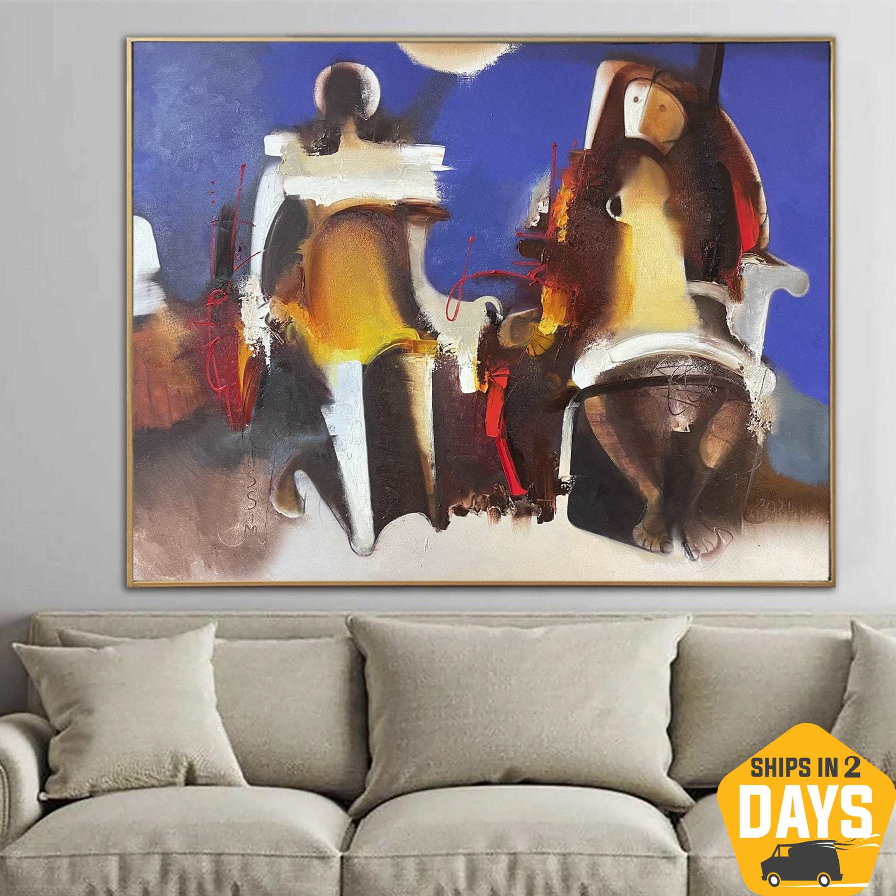 Buy Abstract Colorful Paintings On Canvas Figurative Artwork Original Textured Painting Wall Decor | TU ANCEL 47.2"x59" online shopping cheap