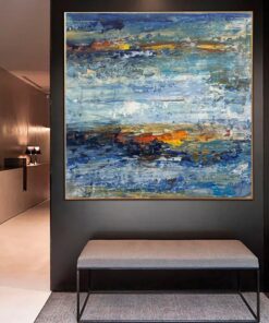 Abstract Colorful Paintings On Canvas In Blue Colors Modern Expressionist Artwork Modern Hand Painted Artwork | SEA BREEZE