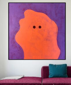 Abstract Colorful Paintings On Canvas In Purple And Orange Colors Textured Minimalist Art Ghost Wall Decor | RED GHOST