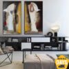 Buy Abstract Colorful Set Of 2 Oil Painting Modern Textured Silhouettes Wall Art for Decor | BORED COUPLE 2P 31.4"x31.4" online shopping cheap