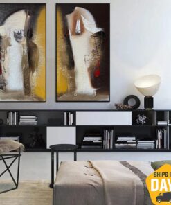 Abstract Colorful Set Of 2 Oil Painting Modern Textured Silhouettes Wall Art for Decor | BORED COUPLE 2P 31.4"x31.4"