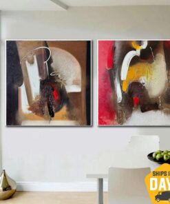 Abstract Colorful Set Of 2 Oil Paintings Original Textured Paintings On Canvas Wall Art for Home Decor | AGREEMENT 2P 19.7"x39.4"
