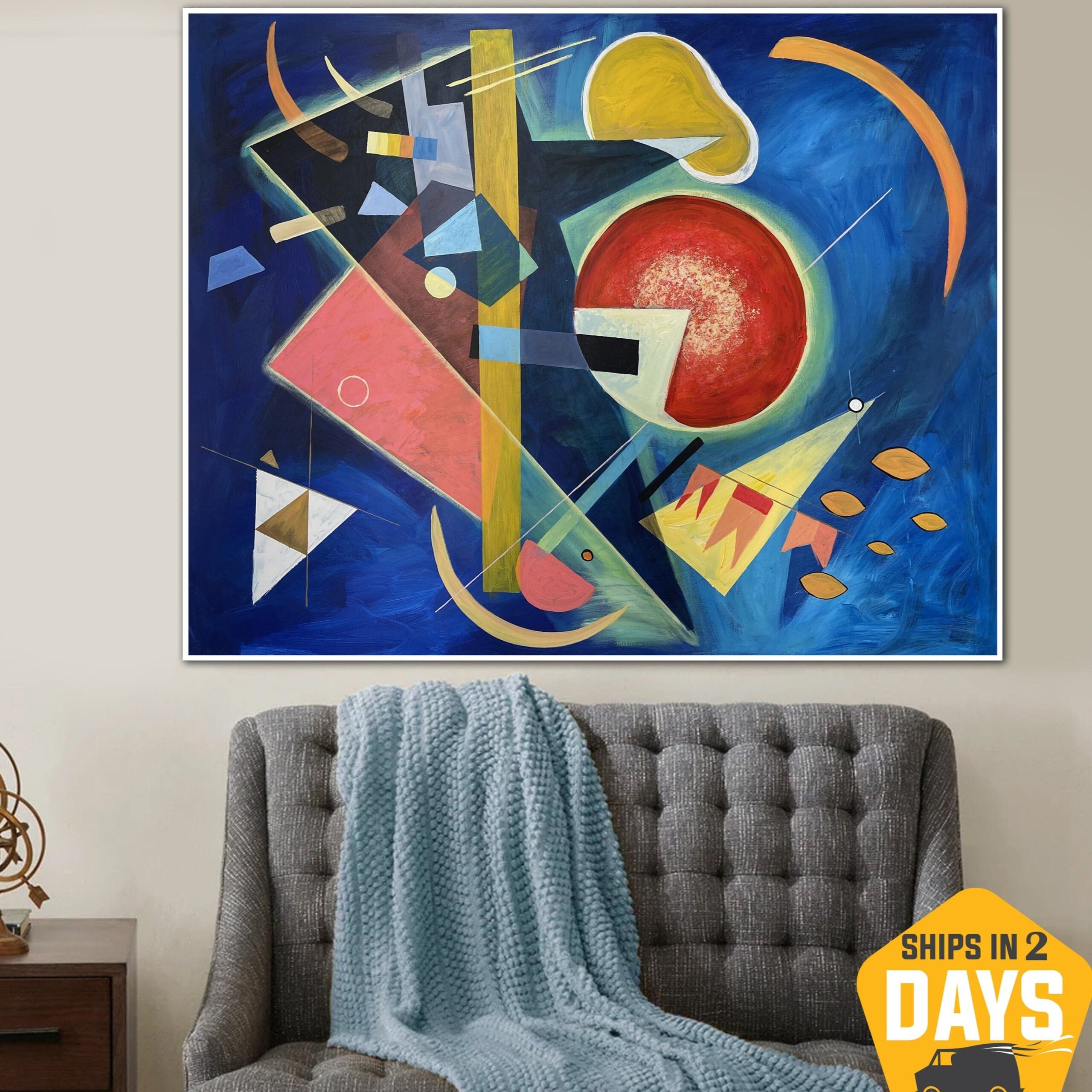 Buy Abstract Colorful Shapes Expressionist Art Kandinsky Style Figurative Paintings On Canvas Geometric Figures Modern Wall Decor | FORM PLEASURE 48"x60" online shopping cheap