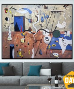 Abstract Colorful Shapes Surrealism Paintings On Canvas Joan Miro Style Original Fantastic Beasts Geometric Figures Modern Wall Decor | SUDDEN VERVE 42"x53.7"