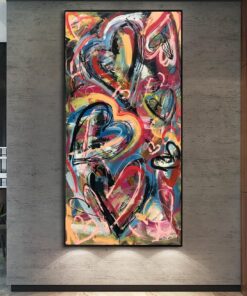 Abstract Colorful Wall Art Original Hearts Painting on Canvas Vibrant Artwork Street Style Wall Art Original Fine Art | EXPRESSION OF LOVE
