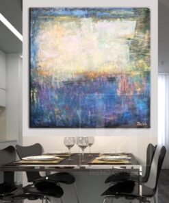 Abstract Colorful Wall Art Yellow Painting Blue Canvas Art Oil Abstract Painting | INDIGO WAVE