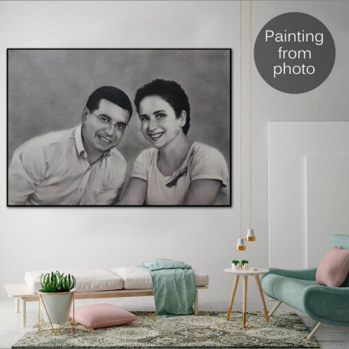 Buy Abstract Custom Paintings from Photo Modern Loving Couple Painting Original Hand Painted Art Oil Painting Wall Decor | PAINTING FROM PHOTO #23 online shopping cheap