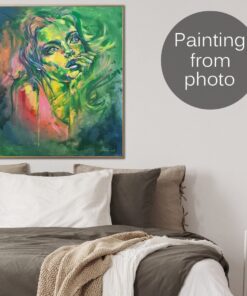 Abstract Custom Paintings from Photo Modern Woman Painting Original Figurative Hand Painted Art for Indie Room Decor | PAINTING FROM PHOTO #24