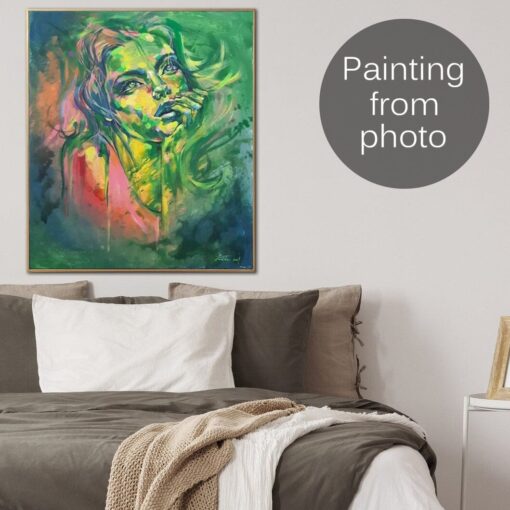 Buy Abstract Custom Paintings from Photo Modern Woman Painting Original Figurative Hand Painted Art for Indie Room Decor | PAINTING FROM PHOTO #24 online shopping cheap