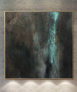 Abstract Dark Painting on Canvas 40×40 Acrylic Wall Decor Turquoise Colored Artwork Customized Canvas Art Aesthetic Painting | TURQUOISE LUMEN
