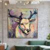 Abstract Deer Art Canvas Original Animal Painting Vibrant Wall Art Heavy Textured Art Commissioned Oil Painting Wall Hanging Decor | WILD DEER Abstract Deer Art Canvas Original Animal Painting Vibrant Wall Art Heavy Textured Art Commissioned Oil Painting Wall Hanging Decor | WILD DEER