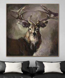 Abstract Deer Wall Art Canvas Wild Animal Painting Dark Art Heavy Textured Artwork Contemporary Wall Art Luxury Painting | PROUD DEER