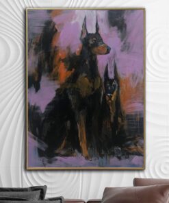Abstract Dog Painting Doberman Artwork Very Peri Canvas Art Guard Dog Painting Hand Painted Art Contemporary Wall Art Luxury Painting | DOBERMANS