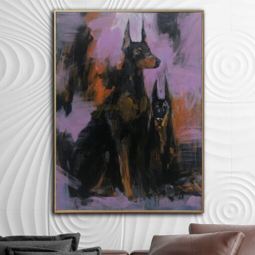 Buy Abstract Dog Painting Doberman Artwork Very Peri Canvas Art Guard Dog Painting Hand Painted Art Contemporary Wall Art Luxury Painting | DOBERMANS online shopping cheap