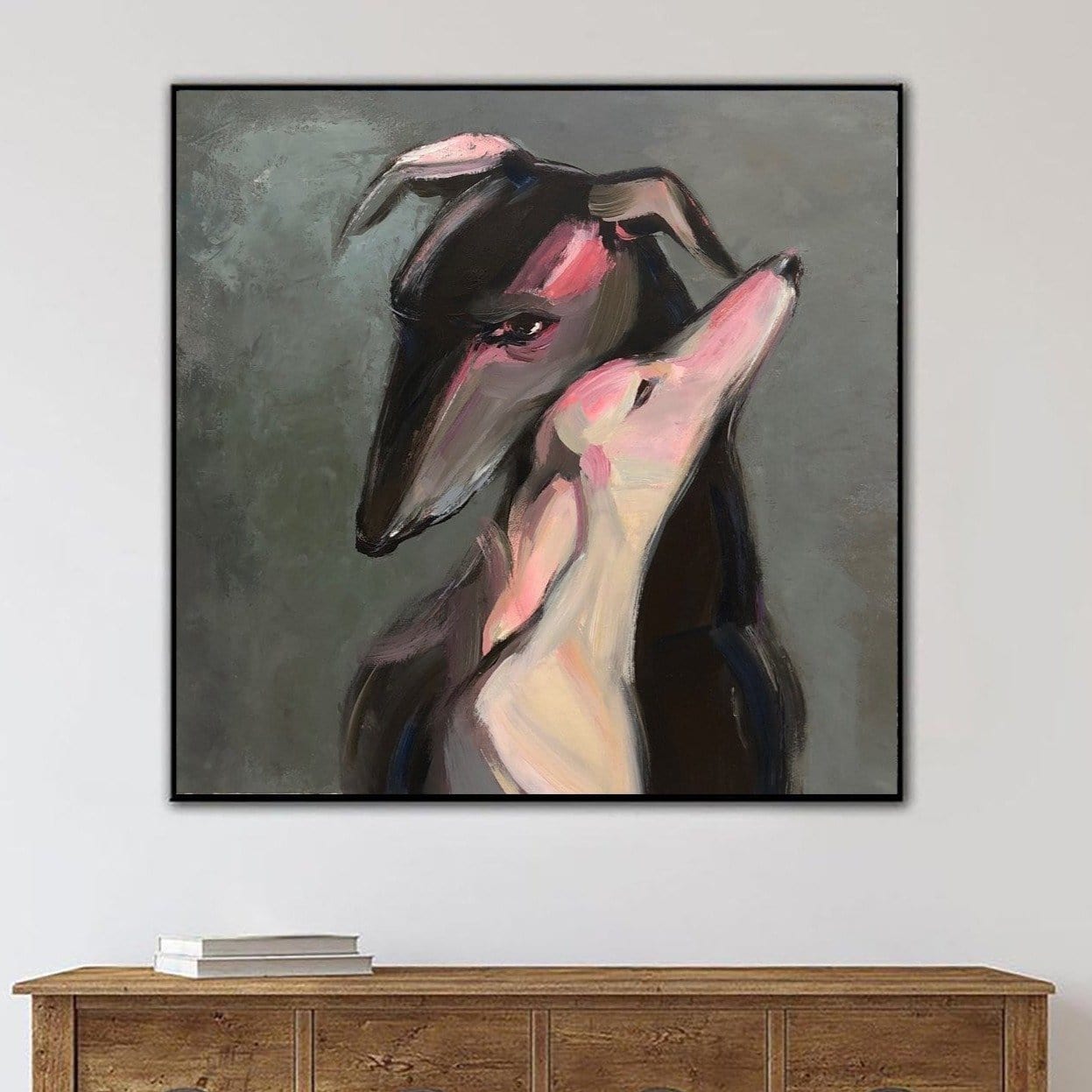 Buy Abstract Dog Paintings On Canvas Romantic Wall Art Greyhound Art In Gray