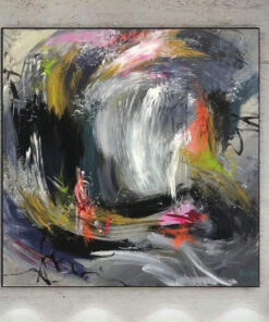 Abstract Expressionism Painting on Canvas Gray Wall Art Blush Stroke Painting Textured Dark Painting Hand Painted Artwork Modern Wall Art | STORM