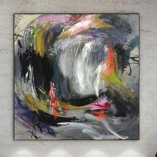 Buy Abstract Expressionism Painting on Canvas Gray Wall Art Blush Stroke Painting Textured Dark Painting Hand Painted Artwork Modern Wall Art | STORM online shopping cheap