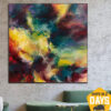 Buy Abstract Expressionist Painting On Canvas Modern Fine Art Vivid Painting Handmade Artwork Сolorful Painting | VIVID SKY 46"x46" online shopping cheap