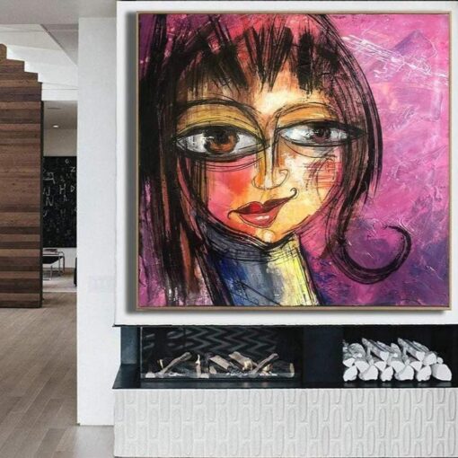 Buy Abstract Face Painting Large Original Oil Painting Modern Painting Purple Painting Abstract Fine Art Wall Painting | PLAYFUL SMILE online shopping cheap