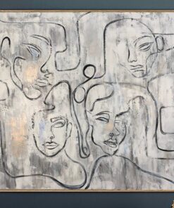 Abstract Faces Paintings On Canvas White Painting Acrylic Figurative Artwork 50×50 People Painting Minimalist Wall Art | FACES OF OLD LIFE