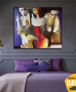 Abstract Family Acrylic Painting Original Colorful Textured Wall Art for Living Room Decor | FAMILY TRIP 39.4"x47.2"