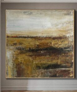 Abstract Field Painting Original Landscape Painting Brown Painting On Canvas Modern Wall Art | GOLDEN FIELD