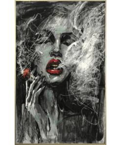 Abstract Figurative Oil Painting Smoking Woman Wall Art On Canvas Sexy Woman Painting Abstract Wall Art | THE SMOKE