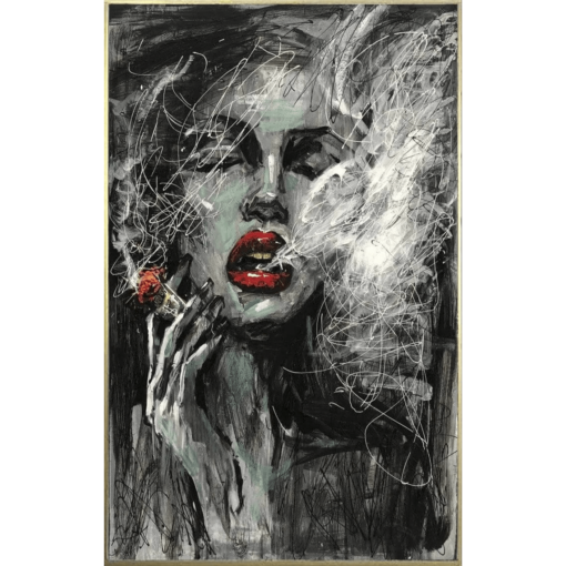 Buy Abstract Figurative Oil Painting Smoking Woman Wall Art On Canvas Sexy Woman Painting Abstract Wall Art | THE SMOKE online shopping cheap