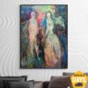 Abstract Figurative Painting On Canvas in Blue, Red and Green Colors Original Human Abstract Fine Art | FAMILY UNITY 46"x34" Abstract Figurative Painting On Canvas in Blue, Red and Green Colors Original Human Abstract Fine Art | FAMILY UNITY 46"x34"