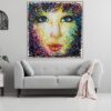 Abstract Figurative Painting on Canvas Original Woman Portrait Wall Art Colorful Artwork Modern Impasto Painting for Living Room Decor | MODERN PORTRAIT