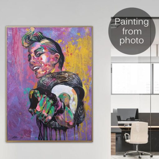 Buy Abstract Figurative Paintings From Photo Custom Human Portrait On Canvas Original Wall Art | PAINTING FROM PHOTO #5 online shopping cheap