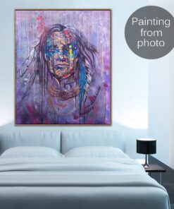 Abstract Figurative Paintings From Photo Custom Indian Style Painting Original Memento Artwork Wall Decor | PAINTING FROM PHOTO #8