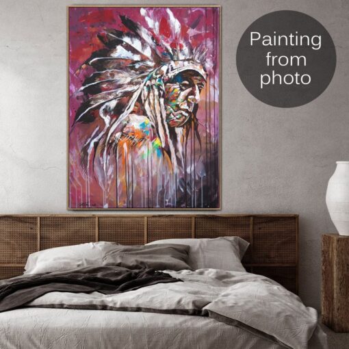 Buy Abstract Figurative Paintings From Photo Custom Painting In Indian Style Human Art Original Portrait On Canvas Wall Decor | PAINTING FROM PHOTO #6 online shopping cheap