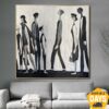Buy Abstract Figurative Paintings On Canvas Original Humans Painting Black And White Minimalist Painting Wall Decor | QUEUE 46"x46" online shopping cheap