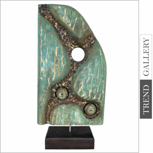 Buy Abstract Figurative Wood Table Figurine Green Modern Sculpture Creative Table Figurine Desktop Art | BIFURCATION 22.5"x10.6" online shopping cheap