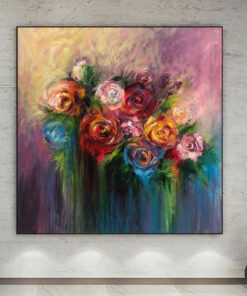 Abstract Flowers Painting On Canvas Roses Bouquet Painting Vivid Art Impressionism Paintings Floral Fine Art Textured Wall Art | BLOOMING ROSES