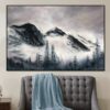 Buy Abstract Foggy Mountain Painting on Canvas Landscape Wall Art Modern Oil Painting Grey Painting Nature Artwork Wall Hanging Decor | FOGGY MOUNTAINS online shopping cheap