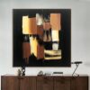 Buy Abstract Geometric Painting on Canvas Modern Oil Fine Art Black Background Art Geometric Art Minimalist Artwork | SHADES OF BROWN online shopping cheap