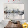 Buy Abstract Gray And White Paintings On Canvas Original Modern Neutral Artwork Hand Painted Art Aesthetic Room Decor Moving House Gift | TOWN SQUARE 38"x50" online shopping cheap