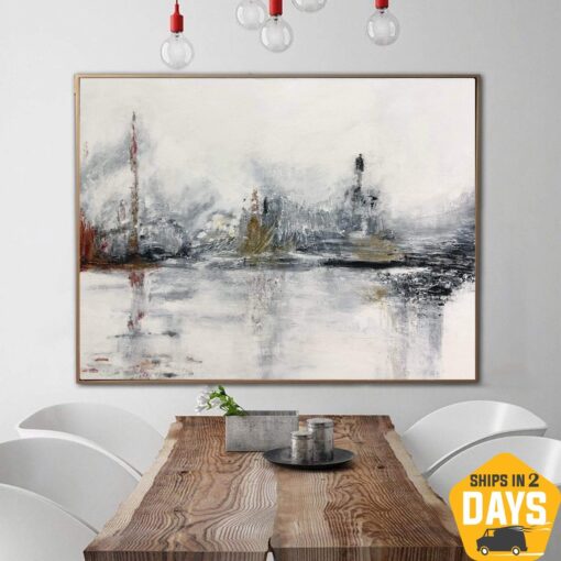 Buy Abstract Gray And White Paintings On Canvas Original Modern Neutral Artwork Hand Painted Art Aesthetic Room Decor Moving House Gift | TOWN SQUARE 38"x50" online shopping cheap