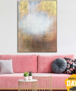 Abstract Grey And Gold Paintings On Canvas Modern Rich Textured Painting Hand Painted Impasto Painting Original Fine Art Wall Decor | MIRAGE 15.7"x11.8"