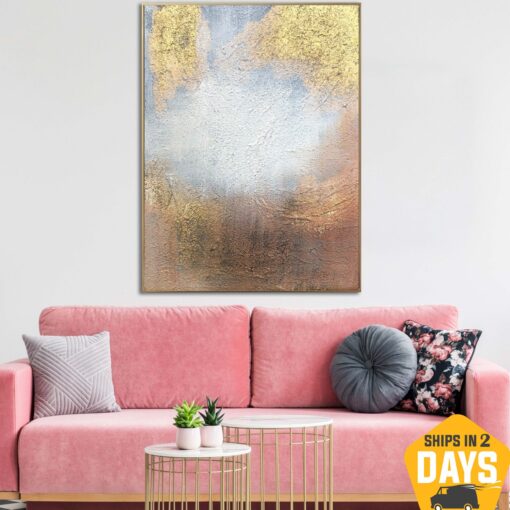 Buy Abstract Grey And Gold Paintings On Canvas Modern Rich Textured Painting Hand Painted Impasto Painting Original Fine Art Wall Decor | MIRAGE 15.7"x11.8" online shopping cheap