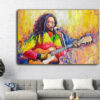Abstract Guitar Player Acrylic Painting Original Bob Marley Portrait Modern Singer Wall Art for Bedroom | HAPPY MARLEY