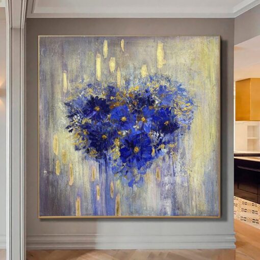 Buy Abstract Heart Flower Painting Romantic Wall Art Colorful Painting Very Peri Beige Abstract Painting On Canvas | FLOWER HEART online shopping cheap