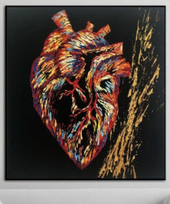 Abstract Heart Paintings On Canvas Black Background Impasto Oil Painting Medical Art Clinic Decor Modern Artwork Doctor Office Decor | LIFE SOURCE