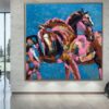 Buy Abstract Horse Paintings Love Canvas Art Gift For Couple 50x50 Horse Lover Gift Expressionist Art Acrylic Painting Colorful Wall Art | ROMANTIC DATE online shopping cheap