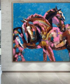 Abstract Horse Paintings Love Canvas Art Gift For Couple 50×50 Horse Lover Gift Expressionist Art Acrylic Painting Colorful Wall Art | ROMANTIC DATE