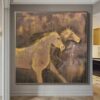Abstract Horses Paintings On Canvas In Brown Colors Impressionist Art Modern Running Horses Painting Hand Painted Artwork | RUNNING HORSES