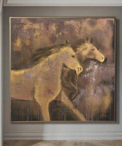 Abstract Horses Paintings On Canvas In Brown Colors Impressionist Art Modern Running Horses Painting Hand Painted Artwork | RUNNING HORSES